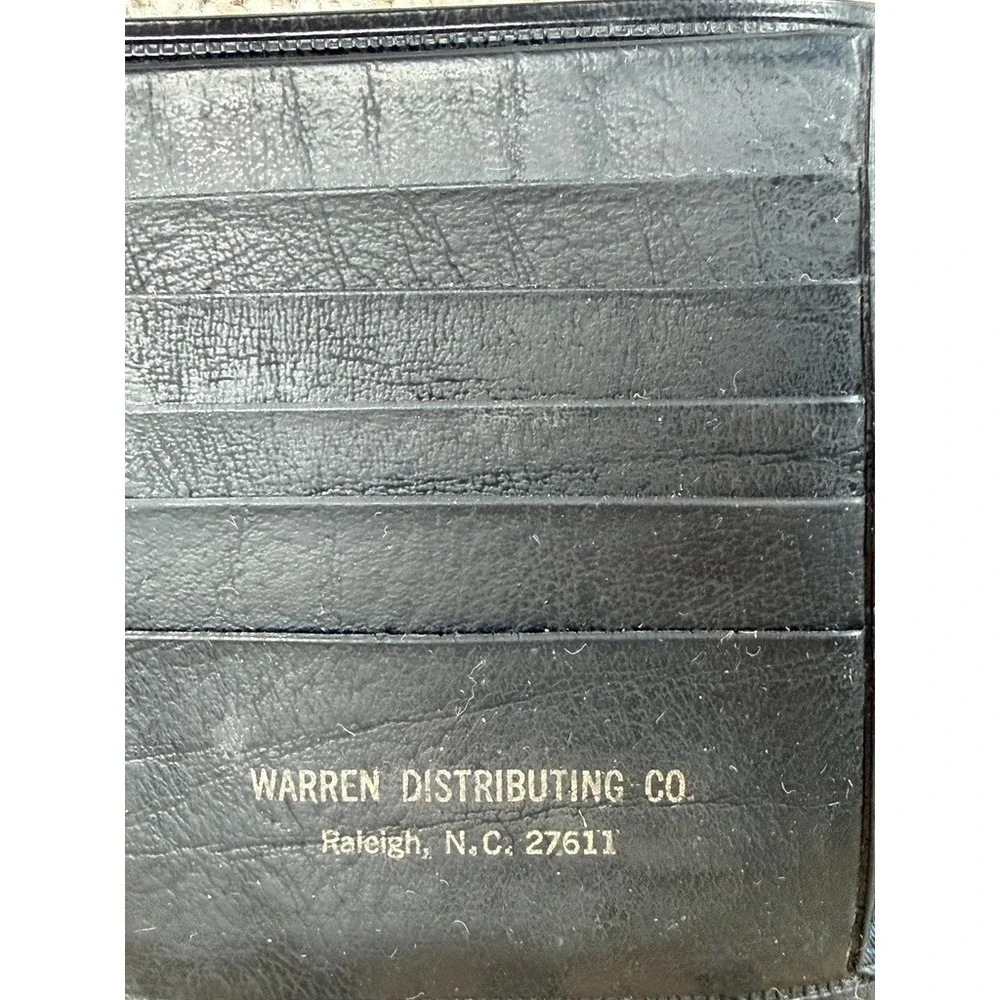 Vintage Zenith Black Leather Bifold Wallet Warren Distributing Co Raleigh NC